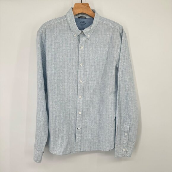 IZOD Saltwater Slim Fit Shirt size Large mens Cotton blend Blue tropical pattern - Picture 2 of 9